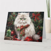 Persische Katze zu Schnee Weihnachten Karte (Vorderseite)