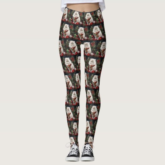 Persische Katze zu Schnee Weihnachten Leggings (Vorderseite)