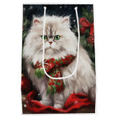 Persische Katze zu Schnee Weihnachten Mittlere Geschenktüte (Rückseite)