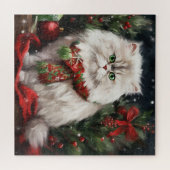 Persische Katze zu Schnee Weihnachten Puzzle (Horizontal)