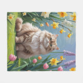 Persische Katzen Frühlingsblumen Malerei Fleecedecke (Vorderseite (Horizontal))