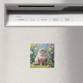 Persische Katzen Frühlingsblumen Malerei Magnet (In Situ (Geschirrspüler))