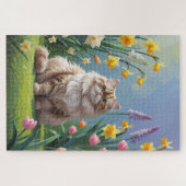 Persische Katzen Frühlingsblumen Malerei Puzzle (Horizontal)