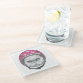 Persische Katzen-Motorrad-Reiter Glasuntersetzer (Schrägansicht)