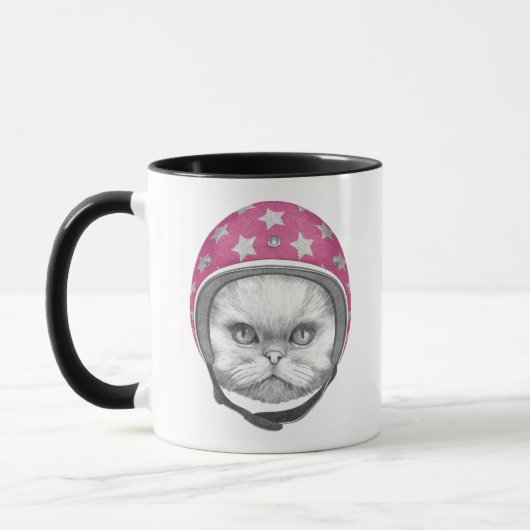 Persische Katzen-Motorrad-Reiter Tasse (Links)