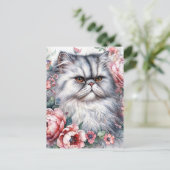Persische Katzenrosa Blume Kunst, Dichtung und Mus Postkarte (Stehend Vorderseite)