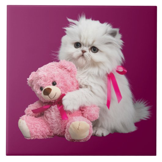 Persische Kitten und Teddy Bären dekorative Tile. Fliese (Vorderseite)