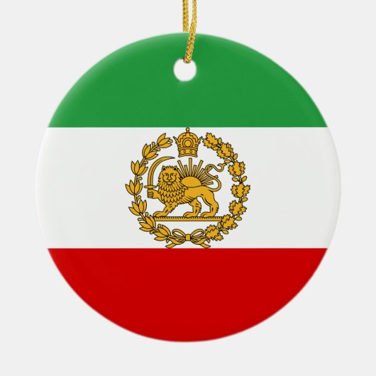 Persische Löwen und Sonnenflagge Krone Pahlavi Mon Keramik Ornament (Vorne)