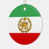 Persische Löwen und Sonnenflagge Krone Pahlavi Mon Keramik Ornament (Links)