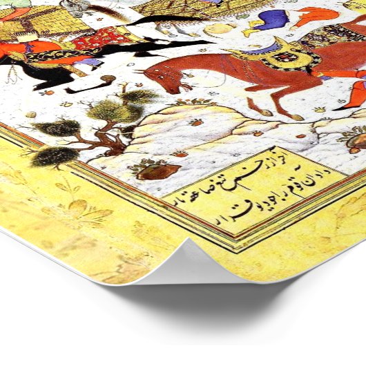 Persische Miniatur: Banditen attackieren die Karaw Poster (Ecke)