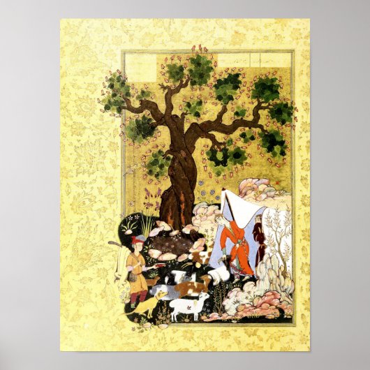 Persische Miniatur: Majnun in versteckter Form Poster (Vorne)