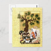 Persische Miniatur: Majnun in versteckter Form Postkarte (Vorne/Hinten)