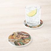 Persische Miniaturnymphe mit setar im Detail Untersetzer (Seite)