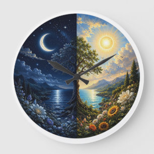 Persische Nacht & Tag Yalda Wanduhr – Sonne, Mond