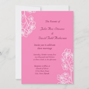 Persische rosa Moderne Blumenhochzeit Einladung