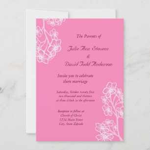 Persische rosa Moderne Blumenhochzeit Einladung