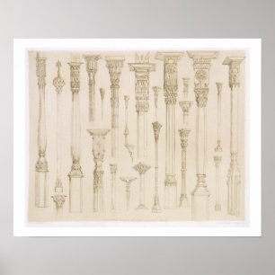 Persische und türkische Holzsäulendesigns aus "A Poster