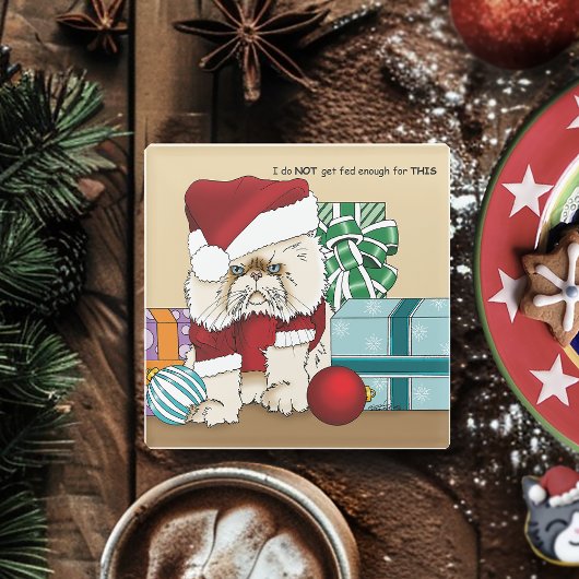 Persische Weihnachtskatze Glasuntersetzer