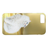 Persische weiße Katze auf Goldsatin Case-Mate iPhone Hülle (Rückseite (Horizontal))