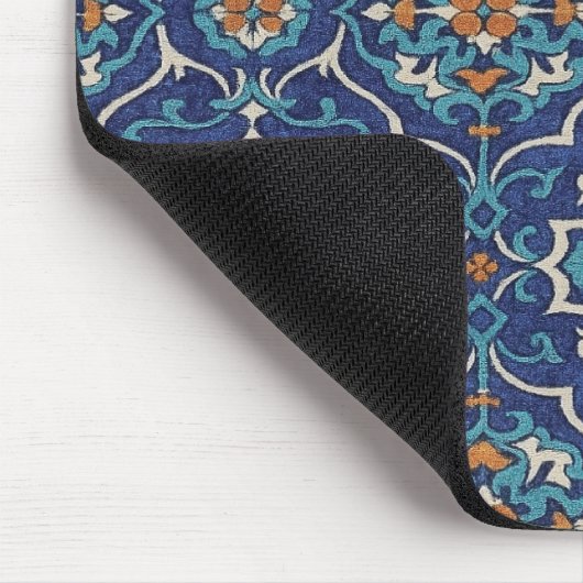 Persischer Fliesen-Mausepad – Elegantes blaues Geo Mousepad (Ecke)