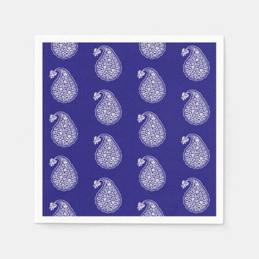 Persischer Fliesenpaisley - weiß auf Indigoblau Serviette (Vorderseite)