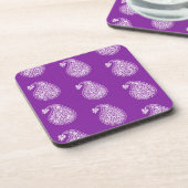 Persischer Fliesenpaisley - weiß auf lila Getränkeuntersetzer (Linke Seite)