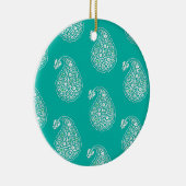 Persischer Fliesenpaisley - weiß auf türkis Keramikornament (Rechts)