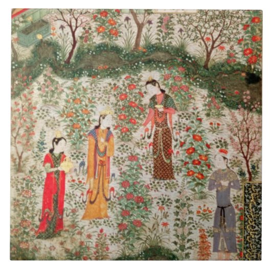 Persischer Garten, 15. Jahrhundert (w/c auf Fliese (Vorderseite)