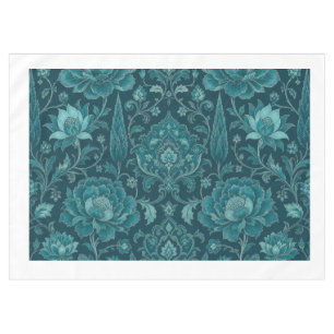 Persischer Garten Luxuriöse Teal Florale Damast Tischdecke