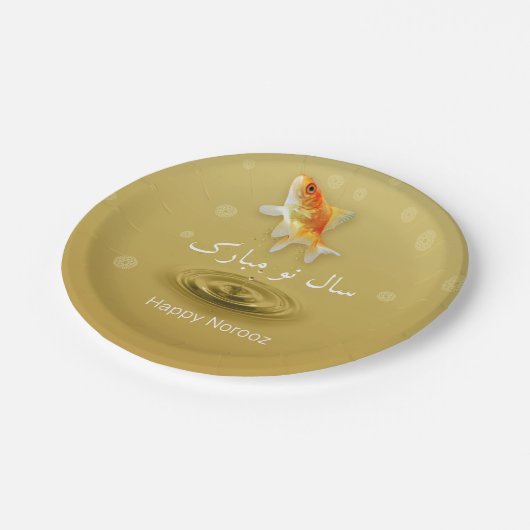 Persischer glücklicher Neujahr Noroz Fisch Pappteller (Schrägansicht)