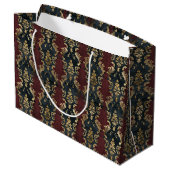 Persischer Gold Damask Noir Muster (1) Große Geschenktüte (Rückseite Schrägansicht)
