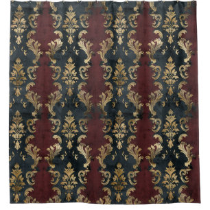 Persischer Gold Damast Noir Muster (1) Duschvorhang