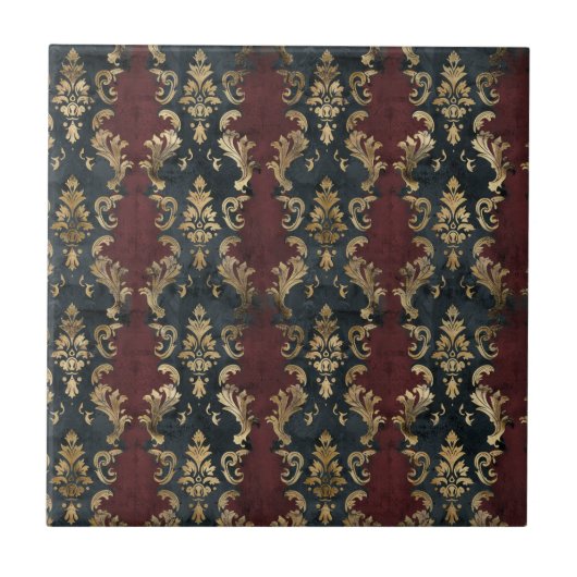 Persischer Gold Damast Noir Muster (1) Fliese (Vorderseite)