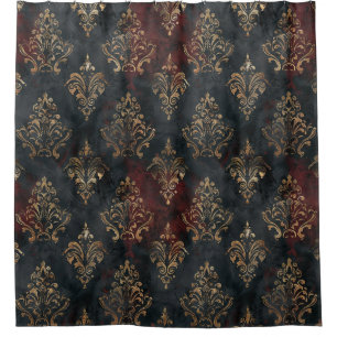 Persischer Gold Damast Noir Muster (2) Duschvorhang