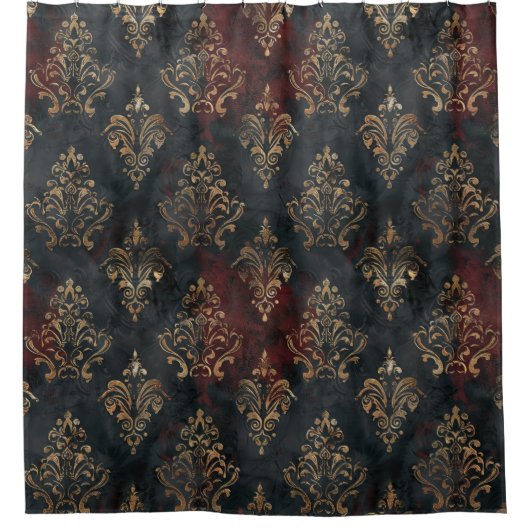 Persischer Gold Damast Noir Muster (2) Duschvorhang (Vorderseite)