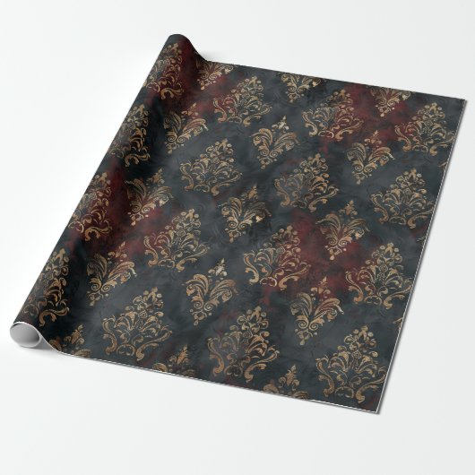 Persischer Gold Damast Noir Muster (2) Geschenkpapier (Ungerollt)