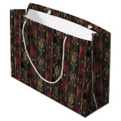 Persischer Gold Damast Noir Muster (2) Große Geschenktüte (Rückseite Schrägansicht)