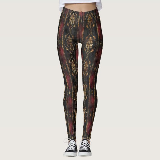 Persischer Gold Damast Noir Muster (3) Leggings (Vorderseite)