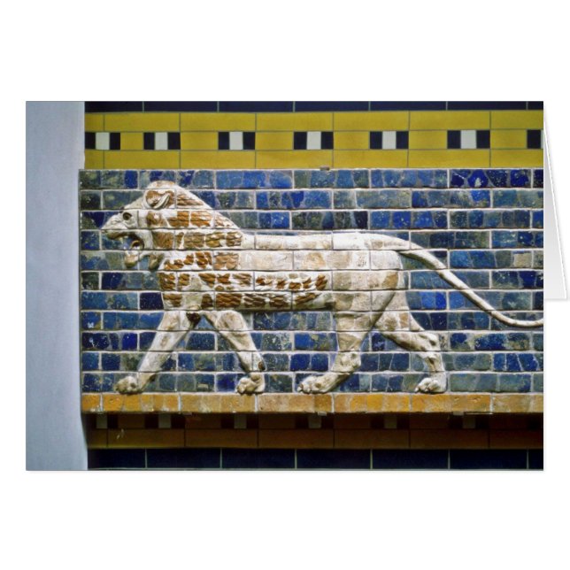 Persischer Löwe - glasig-glänzender Ziegelstein, (Vorderseite (Horizontal))