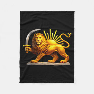 Persischer Löwe, iranische Flagge, Löwe & Sonnen-E Fleecedecke