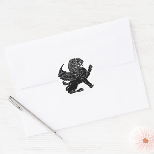 persischer Löwe Runder Aufkleber (Umschlag)