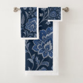 Persischer Mitternachtsgarten | Luxus Navy Blau  Badhandtuch Set (Insitu)