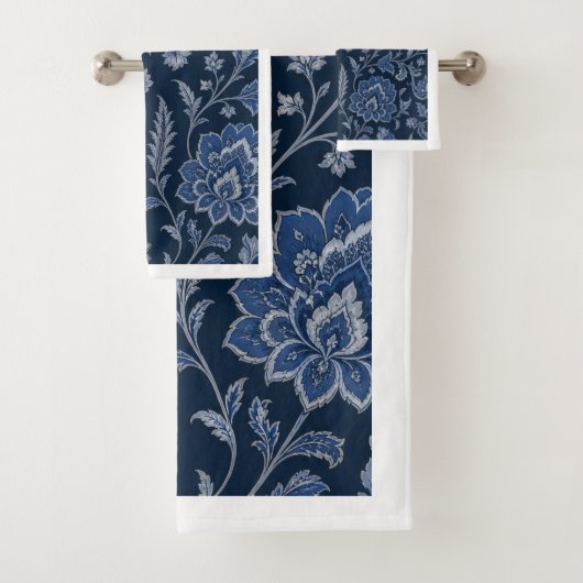 Persischer Mitternachtsgarten | Luxus Navy Blau  Badhandtuch Set (Insitu)