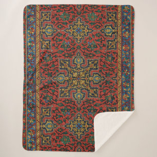 Persischer Teppich Rot Blau Klassisch Sherpadecke