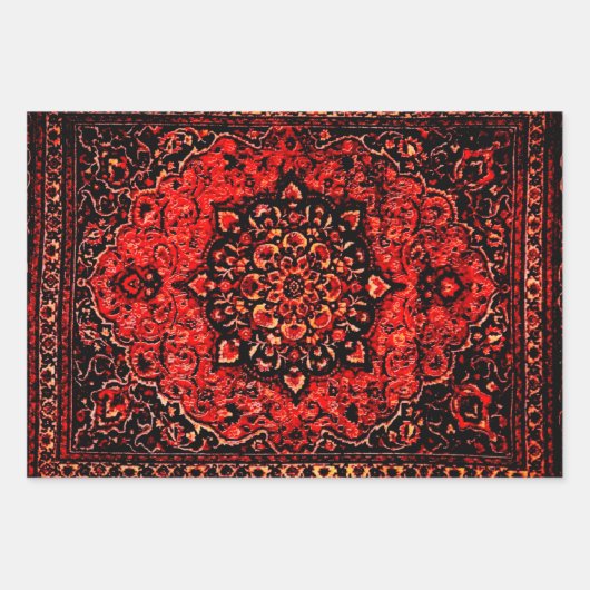 Persischer Teppichausdruck in Rose getöntes Feld Geschenkpapier Set (Vorderseite 3)