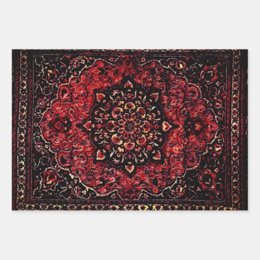 Persischer Teppichausdruck in Rose getöntes Feld Geschenkpapier Set (Vorderseite 2)