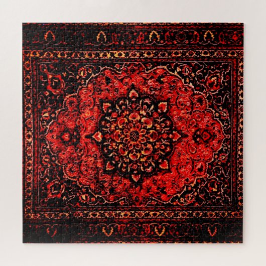 Persischer Teppichausdruck in Rose getöntes Feld Puzzle (Horizontal)