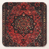 Persischer Teppichausdruck in Rose getöntes Feld Rechteckiger Pappuntersetzer (Vorderseite)