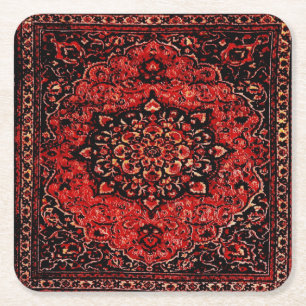 Persischer Teppichausdruck in Rose getöntes Feld Rechteckiger Pappuntersetzer