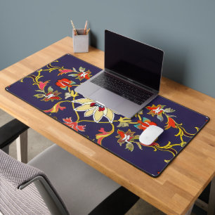 Persischer Teppichblau und Blume Schreibtischunterlage